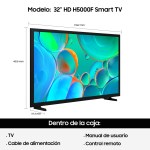 Smart TV LED UN32H5000FGCZB - 32" HD, Tizen, HDR10+, 2 HDMI, Negro