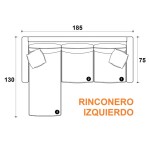 Sillón de 3 Cuerpos Esquinero Convertible 1.85MTS Ecocuero Negro