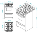 Cocina Gas Natural PALACE CRISTAL LX S2 4 Hornallas 51 CM ESCORIAL