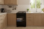 Cocina a Gas 50 NEGRO - 50cm, 4 Hornallas, Horno Easy Clean, Clase AA, Negra