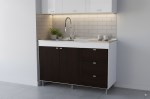 Bajo Mesada 4029 - Blanco/Wengue, 2 Puertas, 3 Cajones