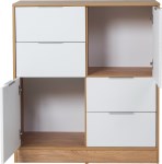COMODA MURANO HICKORY / BLANCO TX MUEBLES RICCHEZZE