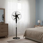 Ventilador de Pie VPP2023P - 20" 85W 3 vel. 5 aspas Altura regulable Negro