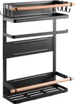 Repisa Magnética REP400 - Organizadora, Acero/Madera, Soporta 12 Kg, Negra Mate