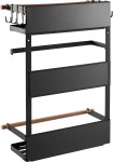 Repisa Magnética REP400 - Organizadora, Acero/Madera, Soporta 12 Kg, Negra Mate