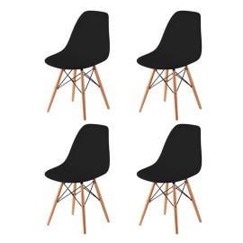 Juego De 4 Sillas De Diseño Eames Negras