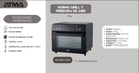 Horno Grill Hgfab1725pi 17L 1800W Eeb