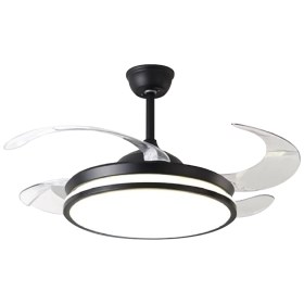 Ventilador De Techo Retráctil Eva42B  Inverter, Led 3 Tonos, 107Cm, Negro