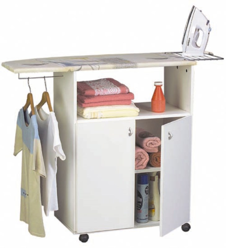 Mueble Para Planchar Planchador Organizador Con 2 Puertas Bl