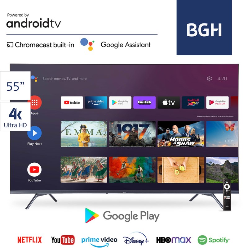 Smart Tv 55 Pulgadas 4K Ultra HD BGH B55022US6A - BGH TV LED 51 A 59P SMART  - Megatone