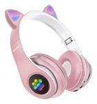 Auriculares Bluetooth Rosa  Inalámbricos Huellitas Gatito Rosa