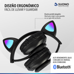 Auriculares Bluetooth Rosa  Inalámbricos Huellitas Gatito Rosa