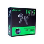 AURICULAR WIRELESS C/MIC EARBUDS NOGA NGX-BTWINS 5 TWS BLUETOOTH GAMING LOW RGB  NEGRO - NOGANET AURICULARES - Megatone