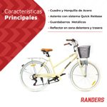 Bicicleta de Paseo Rodado 26 Mujer Aluminio Randers Vintage
