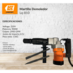 Martillo Demoledor Hexagonal 900 W 8,5 J Lusqtoff Lq-810