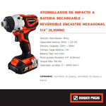 Atornillador De Impacto A Batería 1/4 Dowen Pagio 18v Li