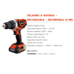 Taladro Atornillador Inalambrico Dowen Pagio Batería 18v