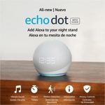 PARLANTE AMAZON ECHO DOT (5 GEN) ALEXA BLUETOOTH WIF WITH CLOCK GLACIER WHITE