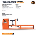 Torno Para Madera Plegable Lusqtoff Mcf-1000m 220v 375w