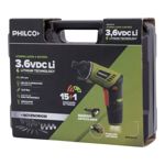 Destornillador Inalámbrico con Accesorios 3.6V Philco DI331P Color Negro