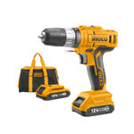 TALADRO ATORNILLADOR PERCUTOR 10MM PRO 12V 2 BATERÍAS Y BOLSO INGCO CIDLI1222-4