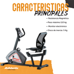 Bicicleta Fija Horizontal Athletic 500BH Asiento Ajustable