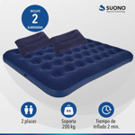 Colchon Inflable 2 Plazas Con Almohadas + Inflador Portátil