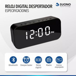 Reloj Despertador Y Parlante Bluetooth Alarma Micro Sd Radio Color Negro