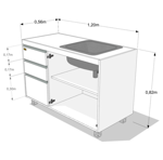 Bajo Mesada Modulado EMC 1,20m Blanco