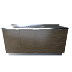 Bajomesada 1.60m 3 puertas 3 cajones Tables Nogal-Gris