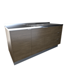 Bajomesada 1.60m 3 puertas 3 cajones Tables Nogal-Gris