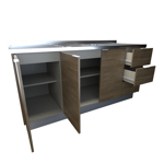 Bajomesada 1.60m 3 puertas 3 cajones Tables Nogal-Gris
