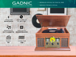 Tocadiscos Gadnic Soundix6 Vintage Bluetooth 3 Velocidades FM USB Cassette