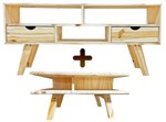 Combo Mesa Ratona + Rack Tv Estilo Escandinavo Nórdico en Pino 1.20mts - Únicos!