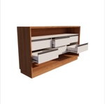 Bahiut Barra Paris EMC con 6 cajones Blanco y Wengue