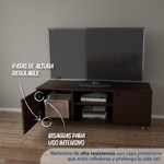 Rack de TV Centro Estant Marrón C/Patas Reg. Ancho: 128cm