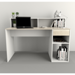 Escritorio Con Repisa 3049 Moderno Oficina Hogar Juvenil Nevado con Blanco