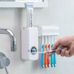 DISPENSER PASTA DENTAL PORTA CEPILLO 2 EN 1 SOPORTE DIENTES