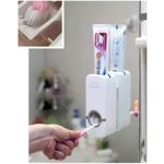 DISPENSER PASTA DENTAL PORTA CEPILLO 2 EN 1 SOPORTE DIENTES