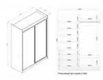 Placard Vestidor 2 Puertas Corredizas 140X200  CODIGO 520 BLA