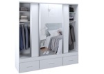 Vestidor 3 puertas 220 x 220 cm Interior 3 Cajones 1 puerta con espejo  CODIGO 5301 BLA