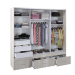 Vestidor 3 puertas 220 x 220 cm Interior 3 Cajones 1 puerta con espejo  CODIGO 5301 BLA