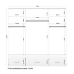 Vestidor 3 puertas 220 x 220 cm Interior 3 Cajones 1 puerta con espejo  CODIGO 5301 BLA