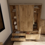Gran Placard XL EMC de 120 cm, Puertas Corredizas con 2 Cajones y 1 Zapatero Báltico
