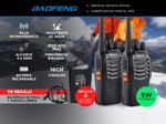 Handy Baofeng BF-888S Kit x2 5w 16CH UHF Hasta 10km + 4 Baterías y 2 Manos Libres