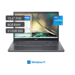 NOTEBOOK ACER ASPIRE 5 I5-12450H 8GB 512SSD 156 STEEL GRAY W11 HOME SL