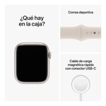 Apple Watch Series 8 Gps - Caja Aluminio Blanco Estelar 45 Mm- Correa Deportiva Blanco Estelar M/L