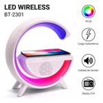 Lampara G con parlantes, cargador inalambrico bluetooth y luces rgb
