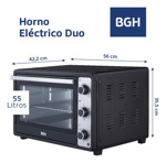 Horno Eléctrico Bgh 55 Litros DUO Bhe55m23n