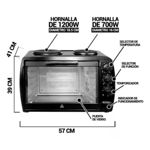 Horno electrico con anafes Axel 45 lts negro AX-HCH45N